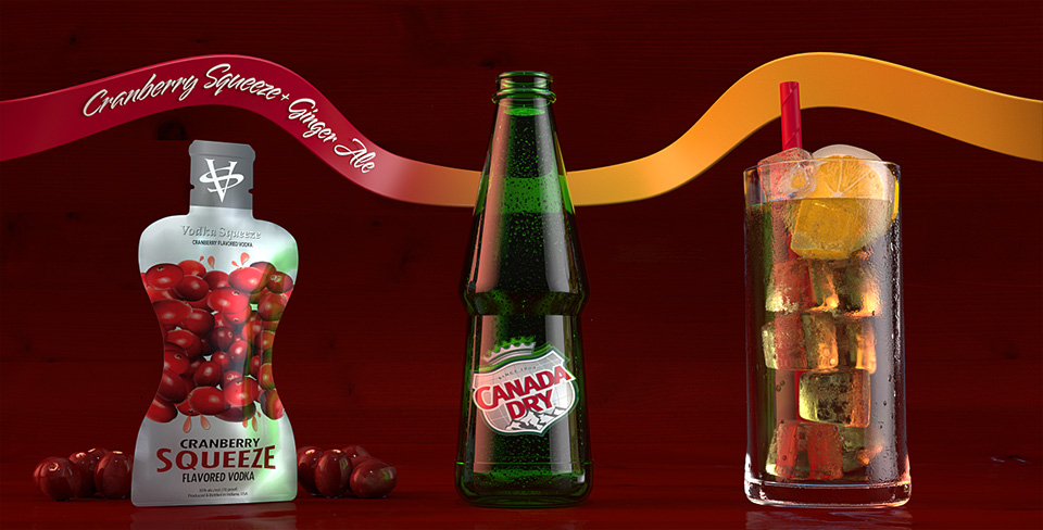 Cranberry Vodka Squeeze and Ginger Ale